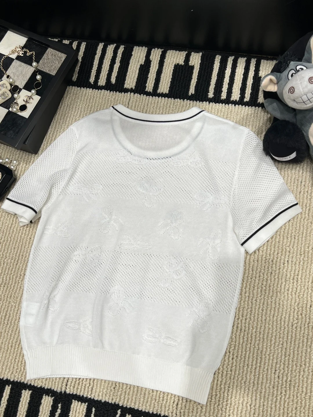 CHANEL Sweaters Ice Silk Knit White-Black S-L A90202609061865 - Image 7