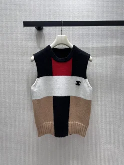 CHANEL Sweaters Knit Black-Red-White-Tan 36-40 D05202609061841