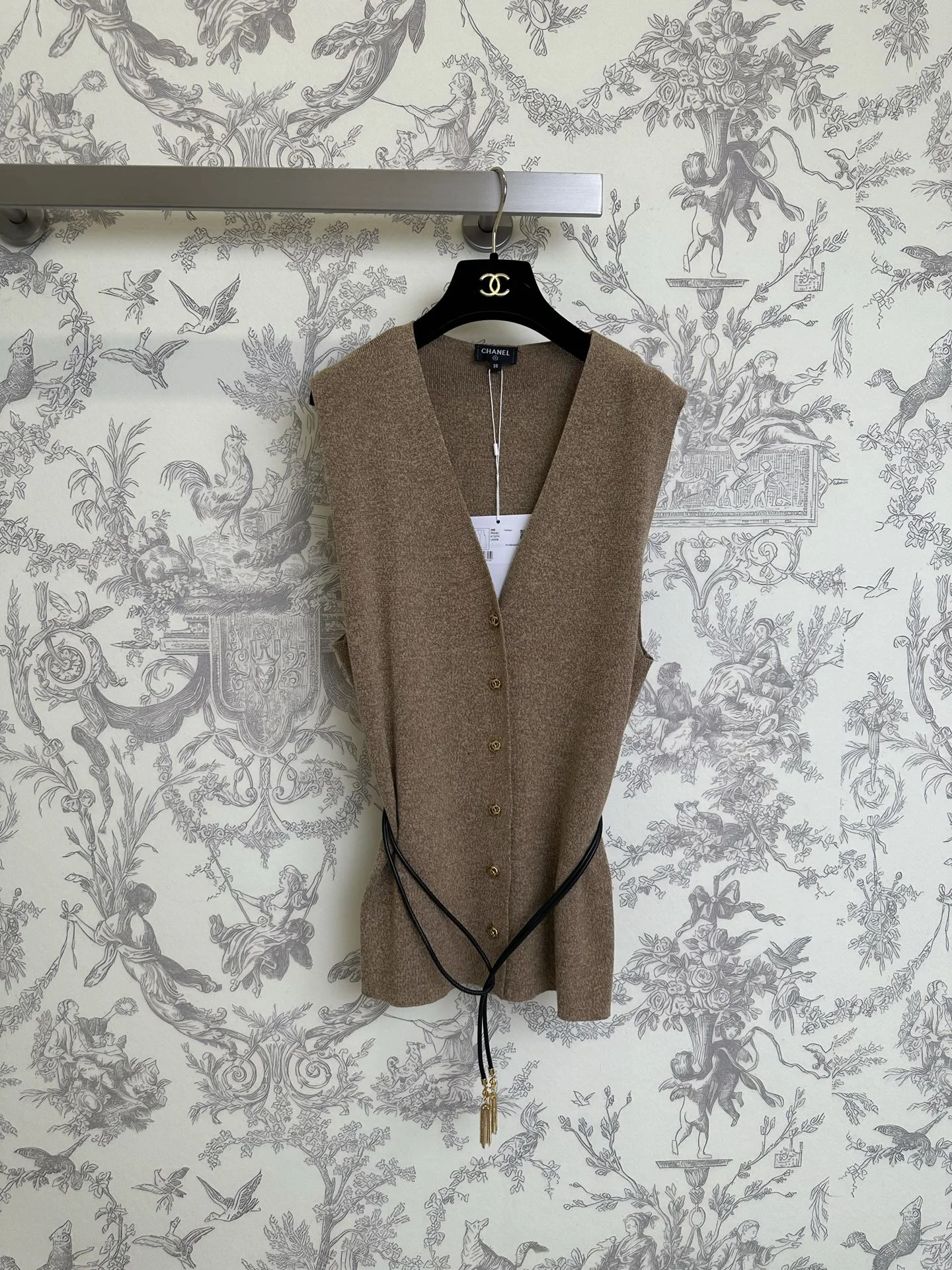 CHANEL Sweaters Knit Brown-Black S-L C35202609062772