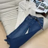 CHANEL Sweaters Stretch Knit Blue-Beige S-L B95202609063156