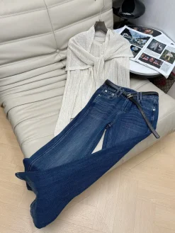 CHANEL Sweaters Stretch Knit Blue-Beige S-L B95202609063156