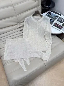 Alternative view of CHANEL Sweaters Stretch Knit Blue-Beige S-L B95202609063156