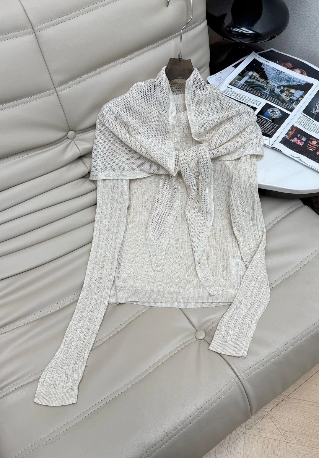CHANEL Sweaters Stretch Knit Blue-Beige S-L B95202609063156 - Image 3