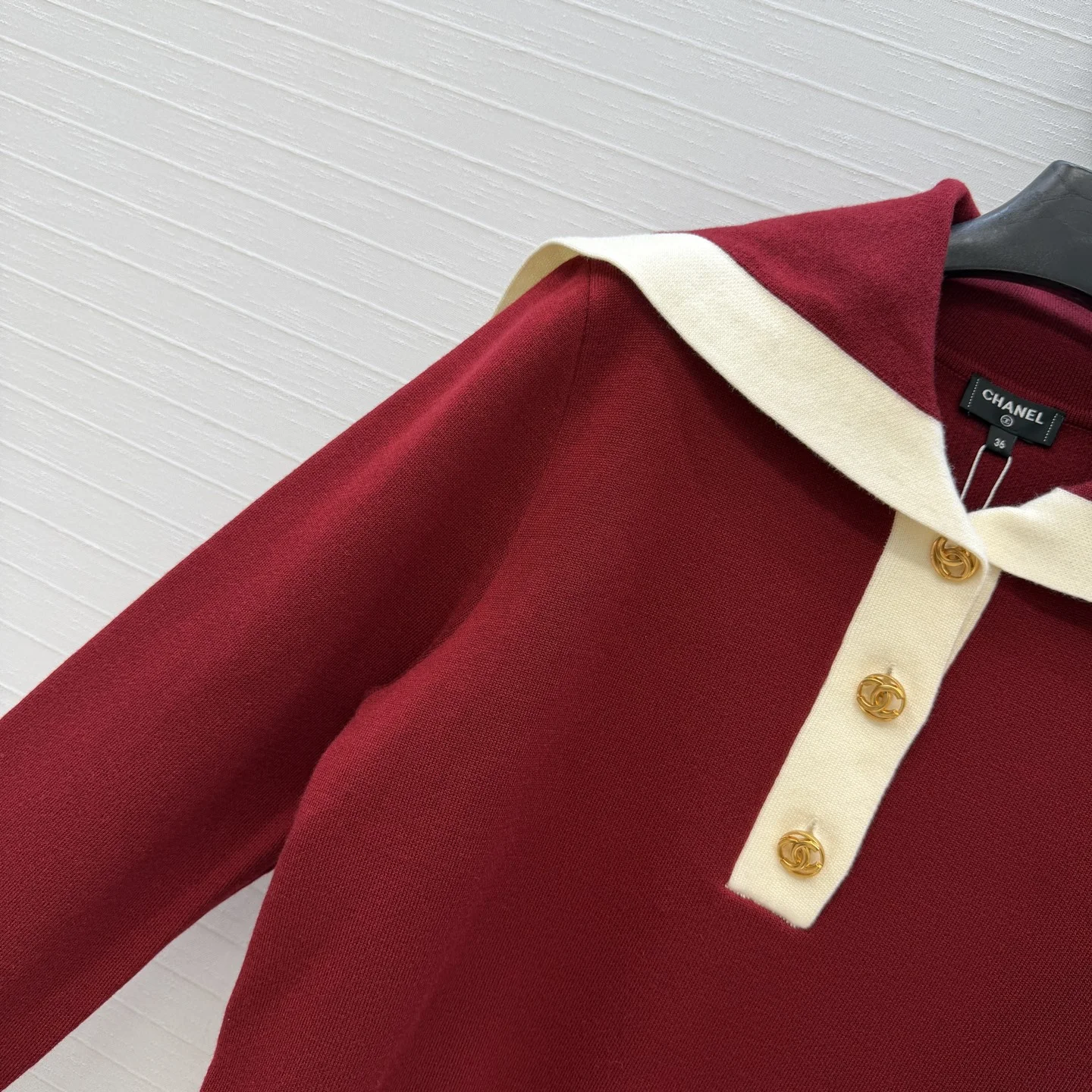 CHANEL Sweaters Wool Cashmere Red-Cream 36-40 C90202609061306 - Image 3