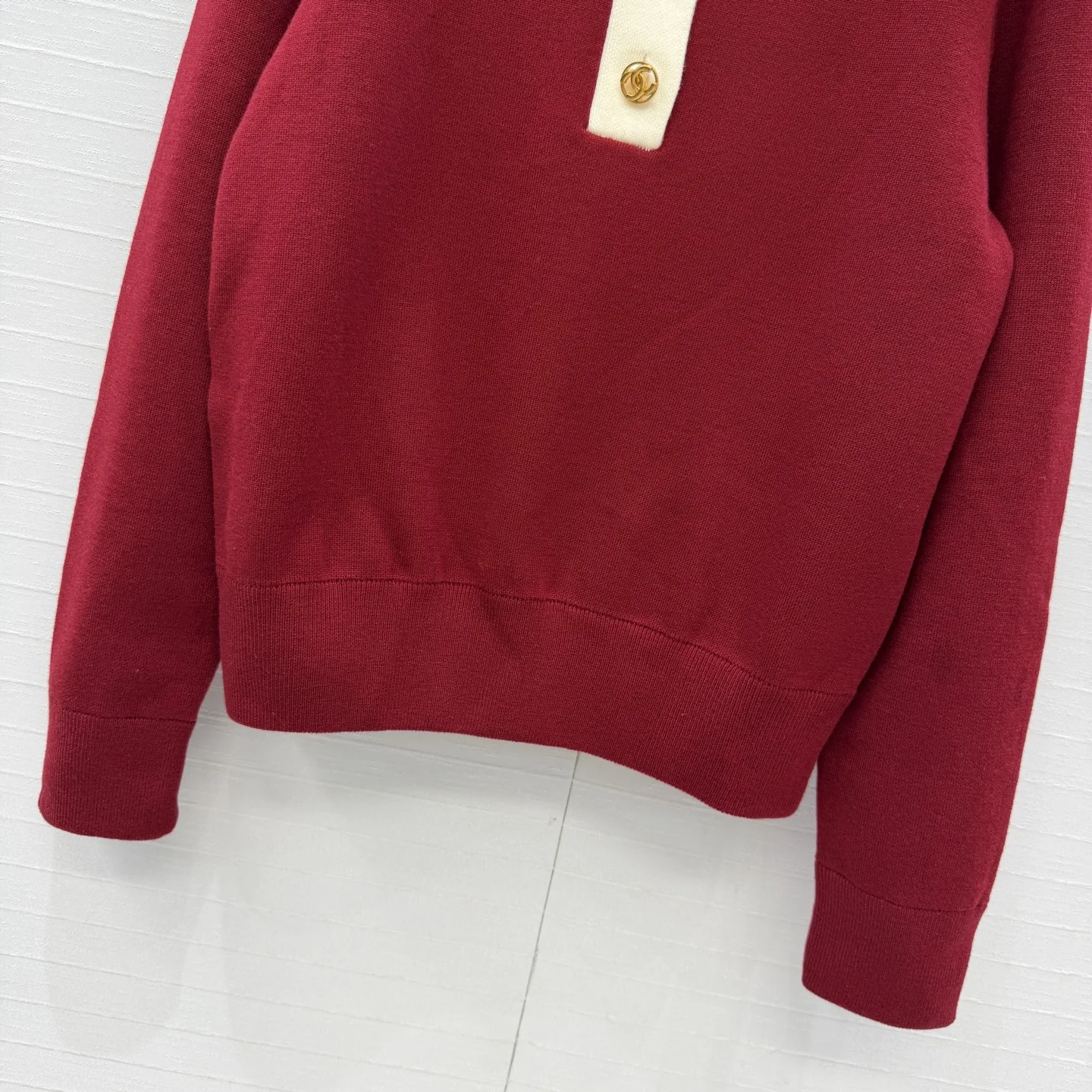 CHANEL Sweaters Wool Cashmere Red-Cream 36-40 C90202609061306 - Image 6