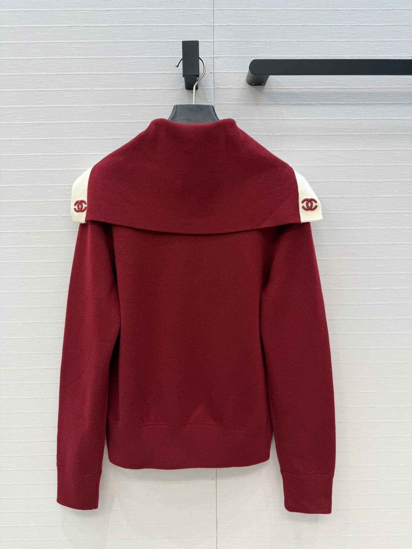 CHANEL Sweaters Wool Cashmere Red-Cream 36-40 C90202609061306 - Image 8