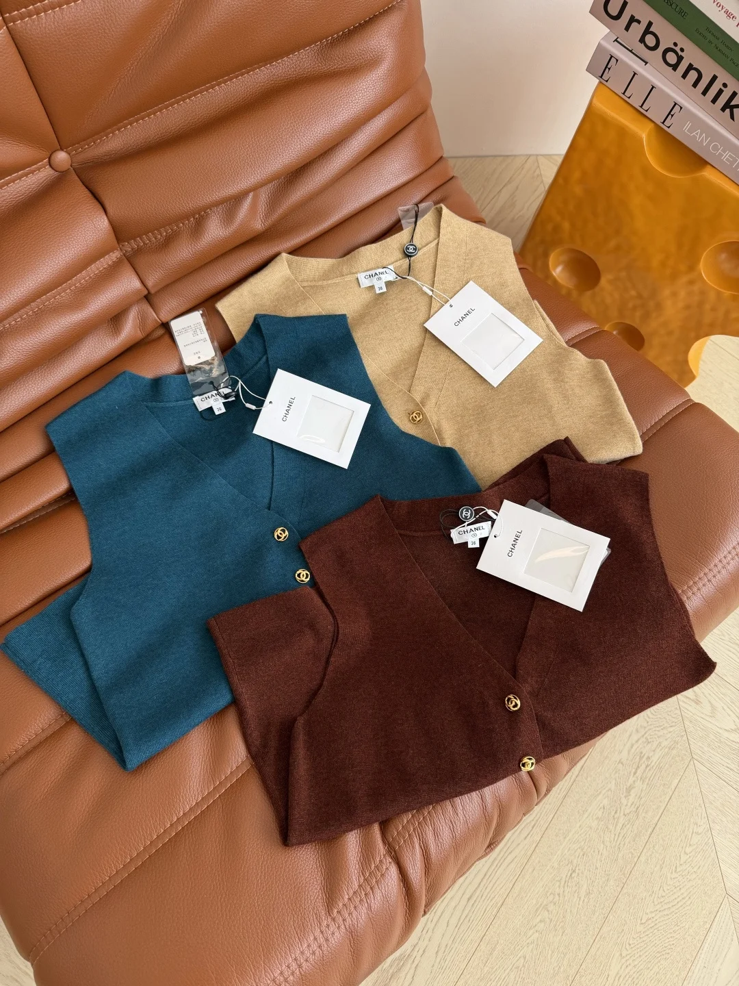 CHANEL Sweaters Wool Teal-Brown-Beige S-L B15202609061733 - Image 2
