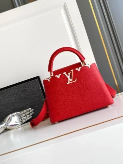 LV Top Handle Bags Red-Gold 27X18X9CM A250202609090373