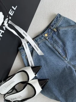 Alternative view of CHANEL Trousers Blue-White-Black S-L C35202609060285