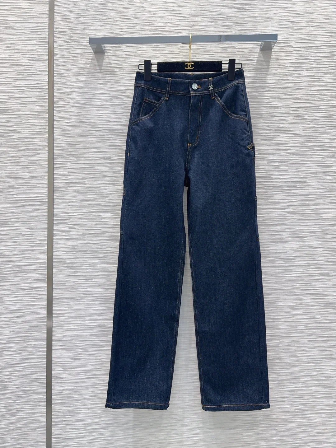 CHANEL Trousers Denim Blue-Gold SML B65202609063588