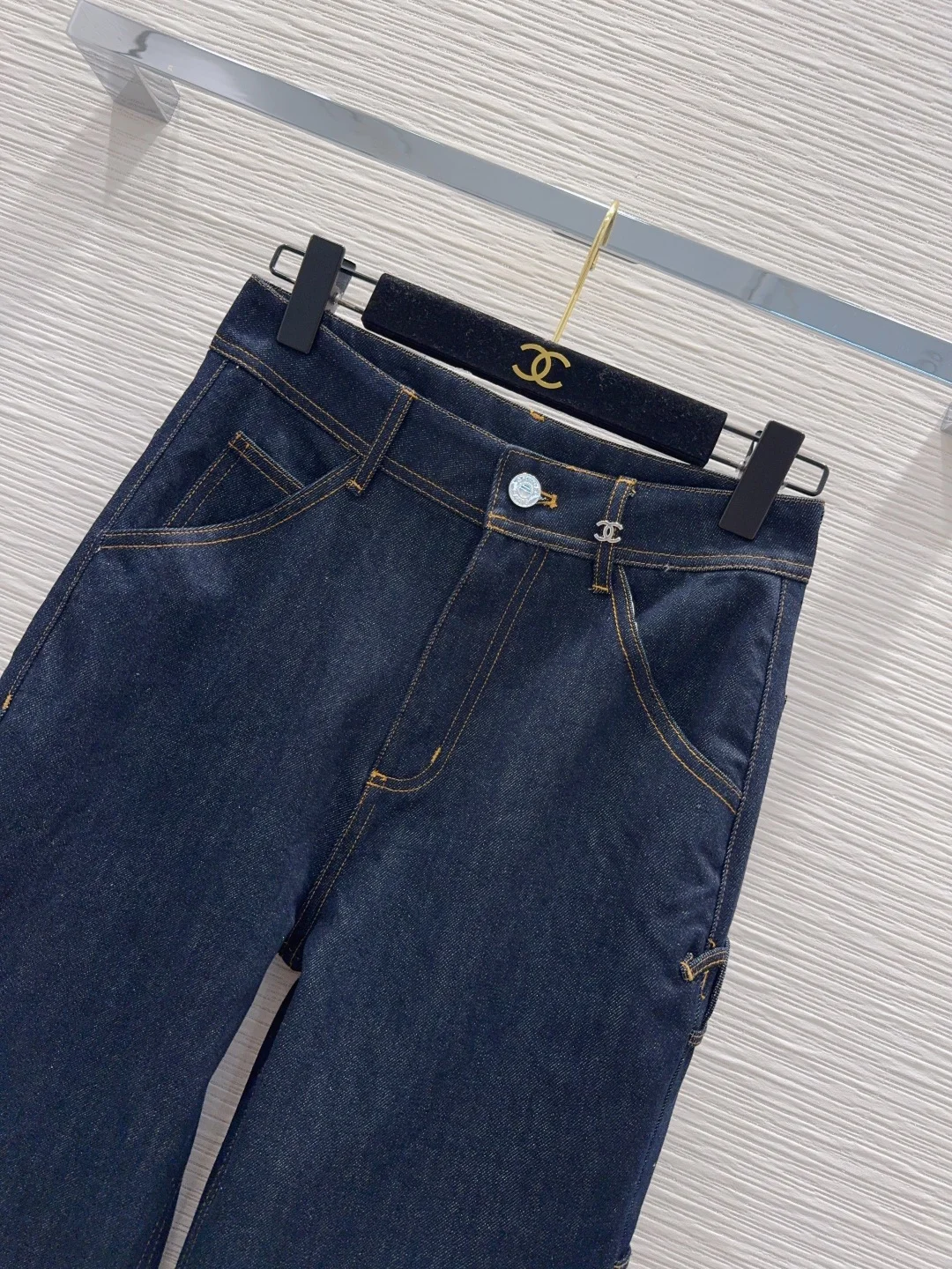 CHANEL Trousers Denim Blue-Gold SML B65202609063588 - Image 2