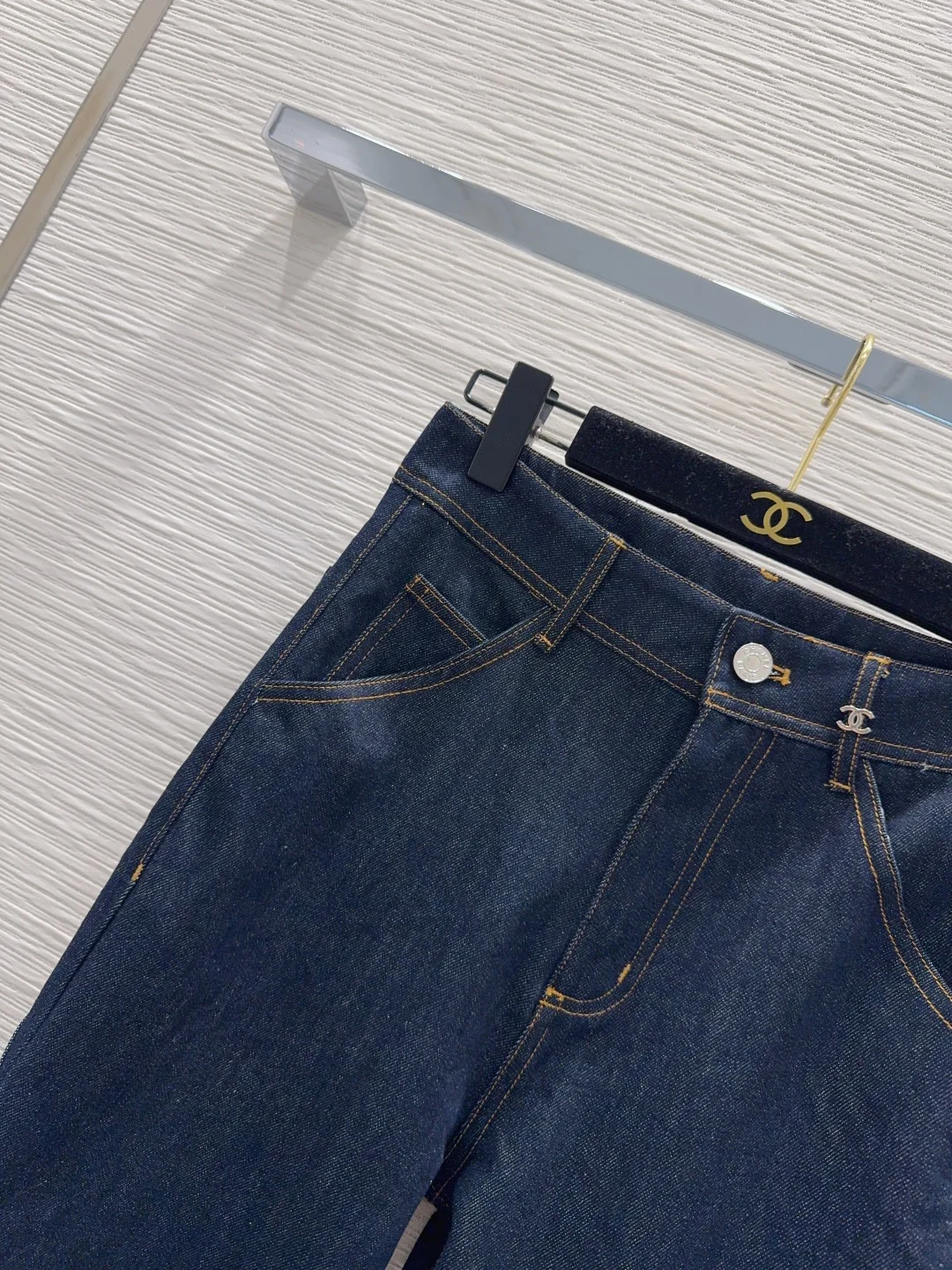 CHANEL Trousers Denim Blue-Gold SML B65202609063588 - Image 3