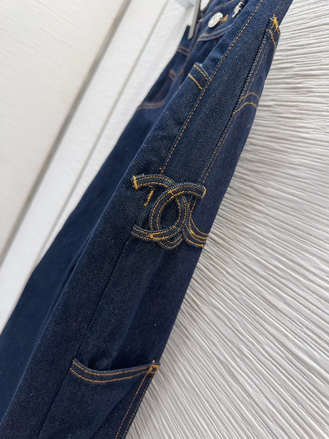 CHANEL Trousers Denim Blue-Gold SML B65202609063588 - Image 6