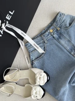 Alternative view of CHANEL Trousers Denim Blue-White S-L C40202609060280