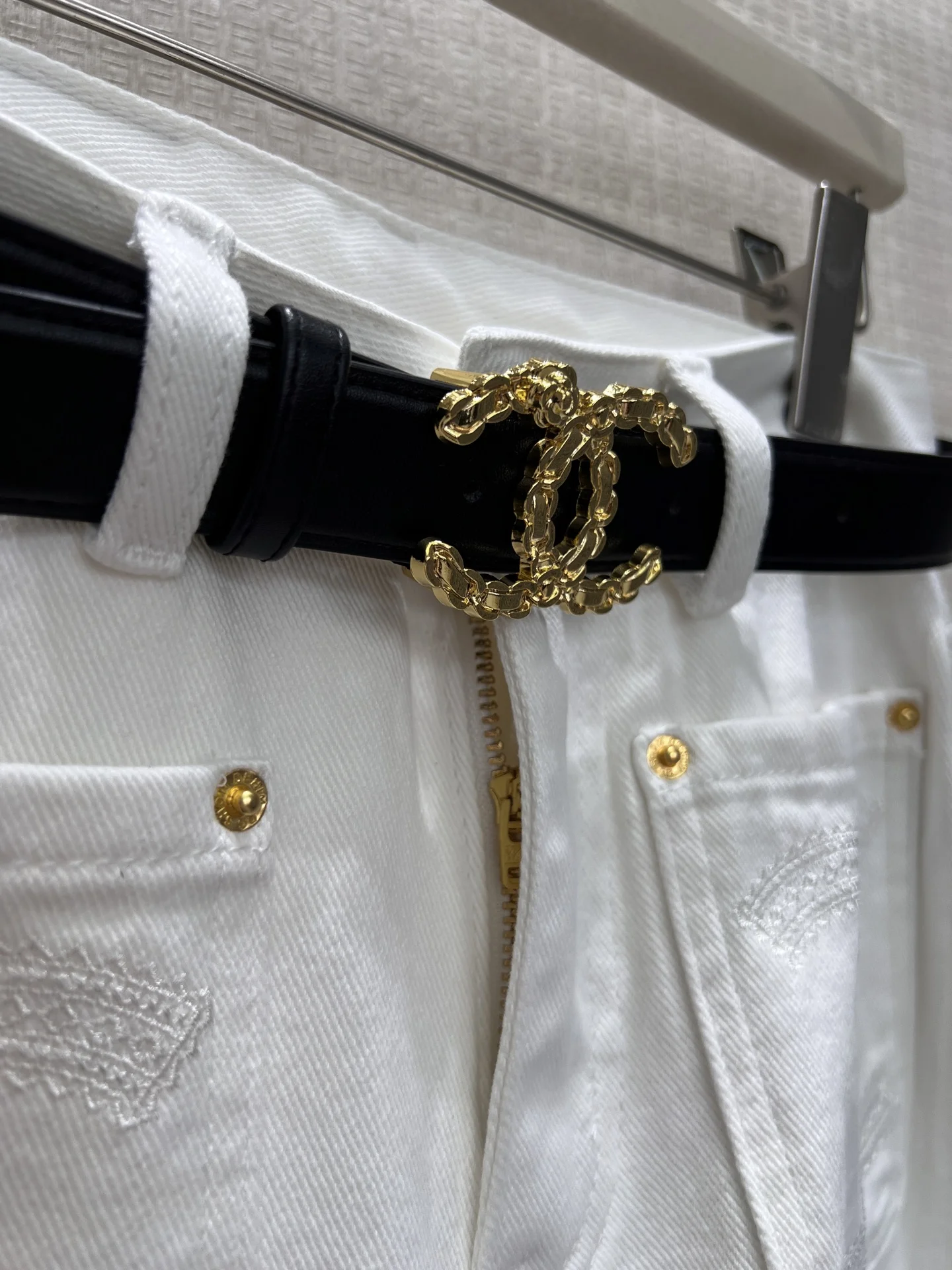 CHANEL Trousers Denim White-Black S-L B45202609062544 - Image 5