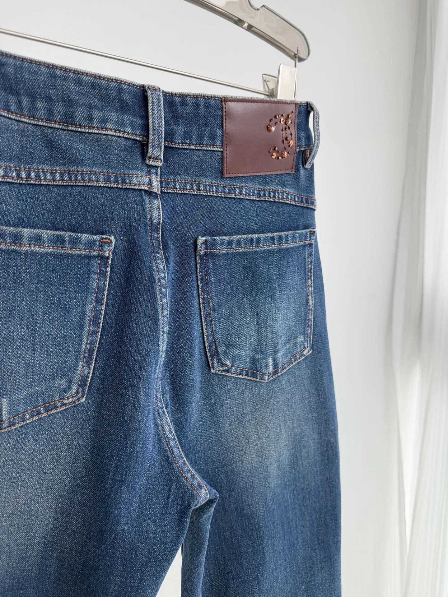 CHANEL Trousers Stretch Denim Blue 26-30 B45202609063563 - Image 7
