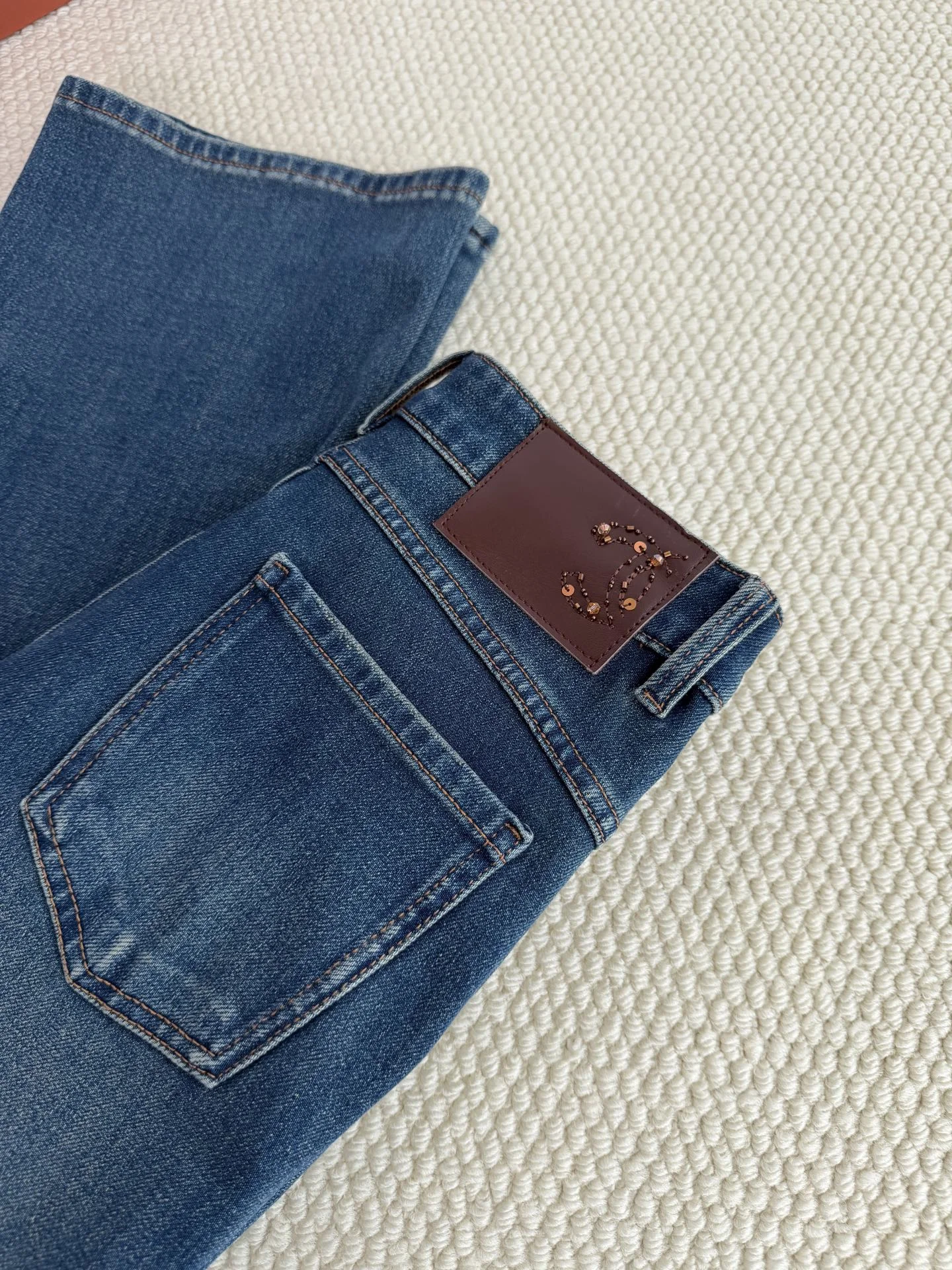 CHANEL Trousers Stretch Denim Blue 26-30 B45202609063563 - Image 8