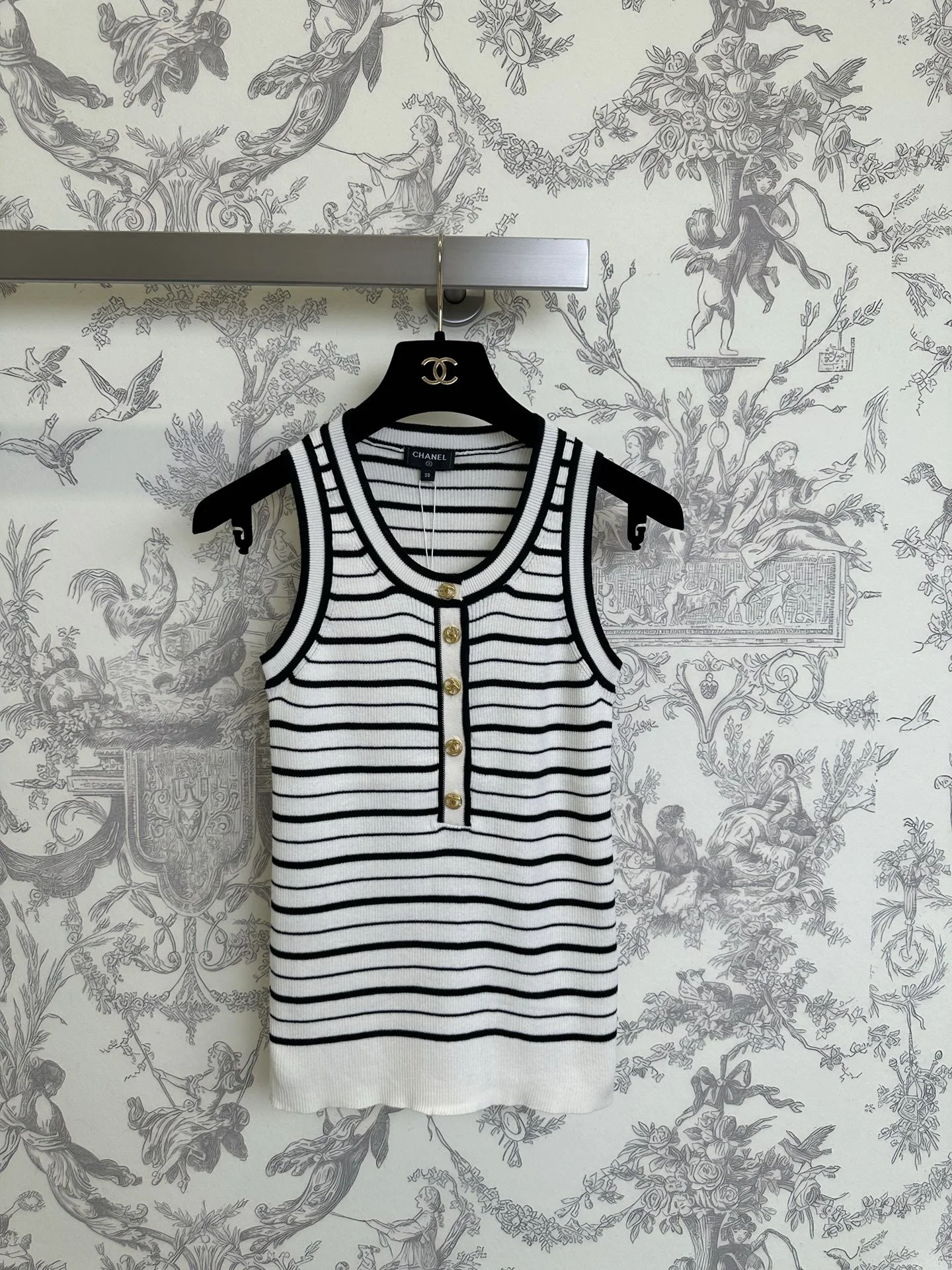 CHANEL Vests Knit White-Black S-M-L A85202609062770