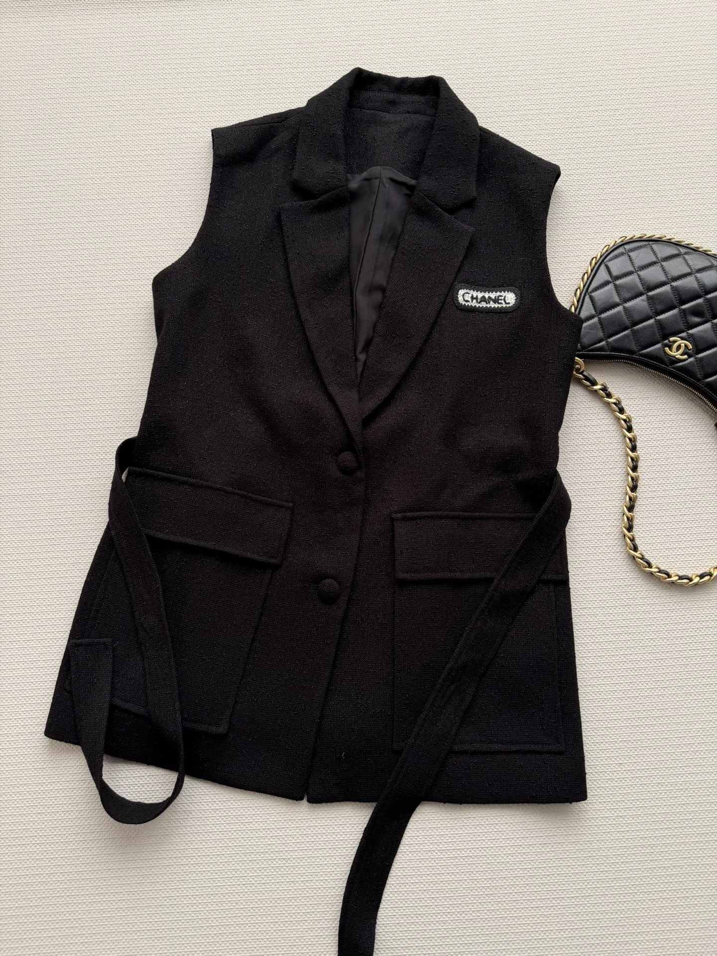 CHANEL Vests Tweed Blend Black S-L C15202609061563 - Image 4