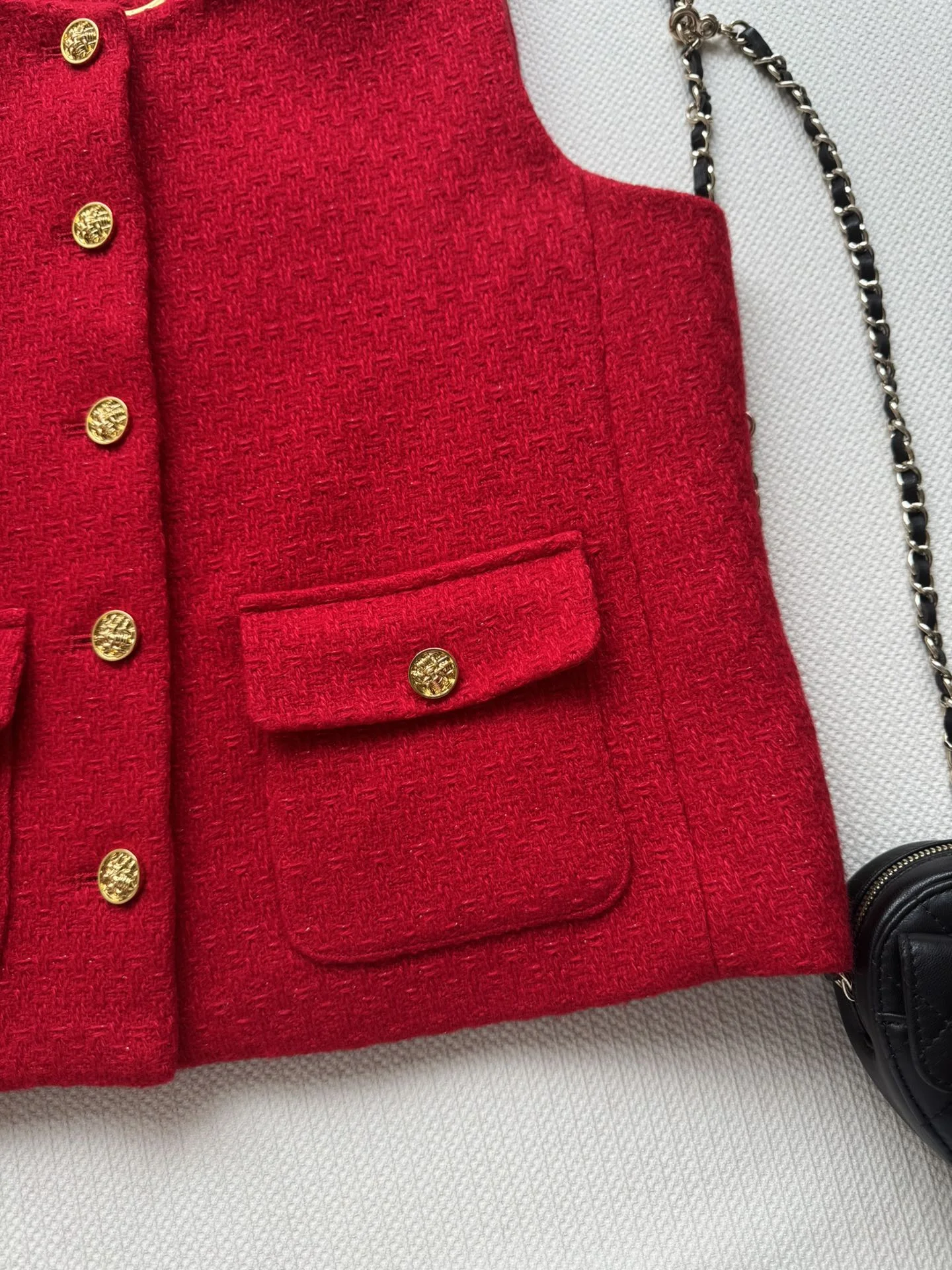 CHANEL Vests Wool Red-Gold S-L B85202609061585 - Image 4