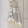CHLOE Skirts Silk Linen Cream-Pink S-XL E10202609063003
