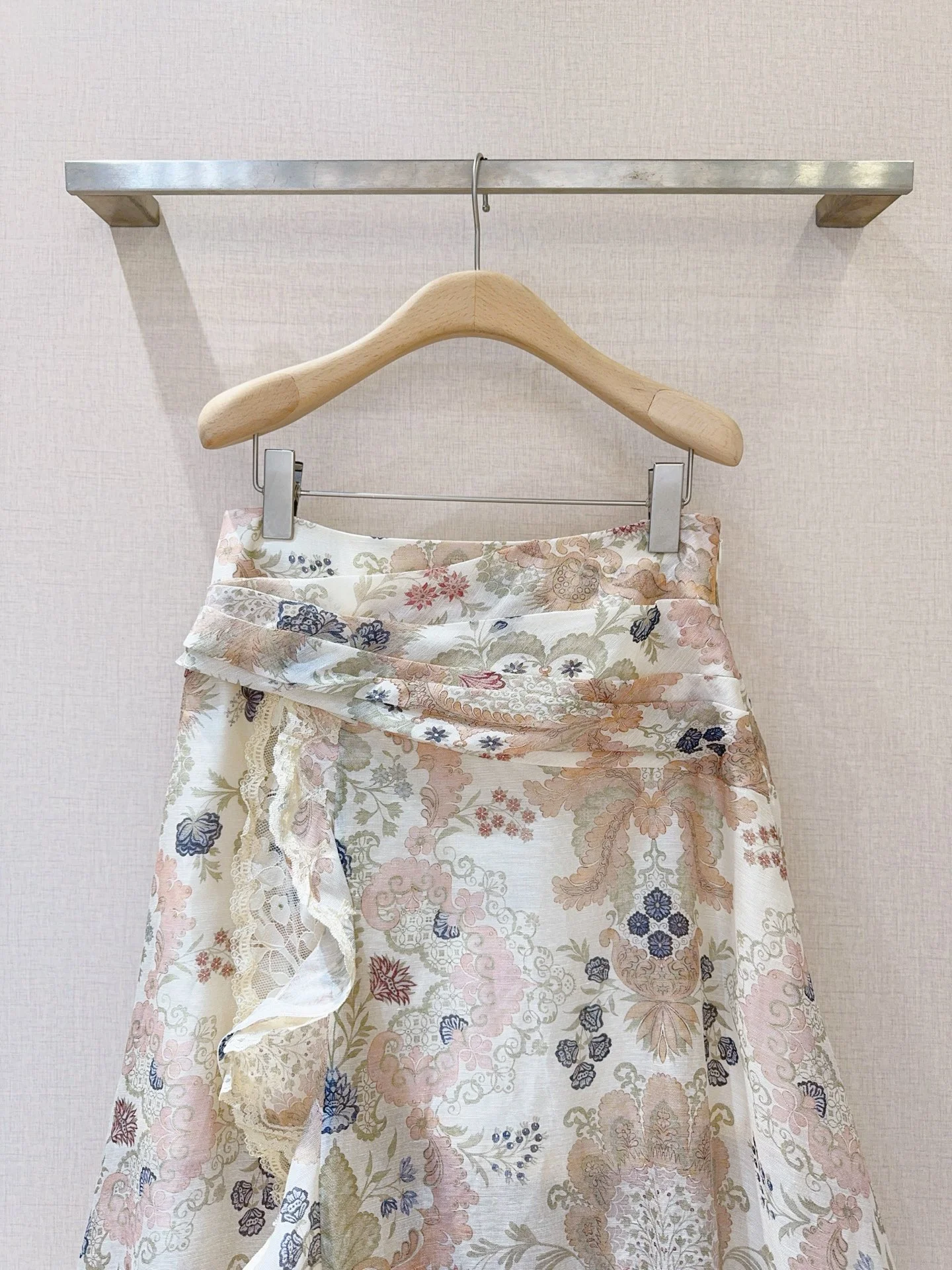 CHLOE Skirts Silk Linen Cream-Pink S-XL E10202609063003 - Image 2