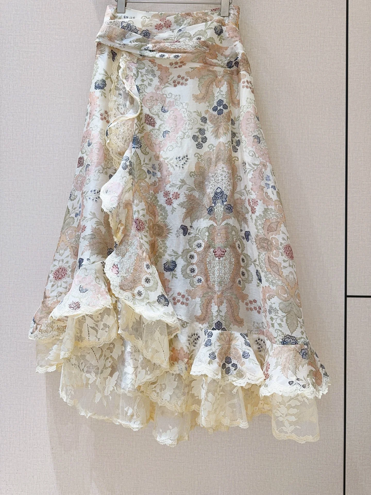 CHLOE Skirts Silk Linen Cream-Pink S-XL E10202609063003 - Image 3