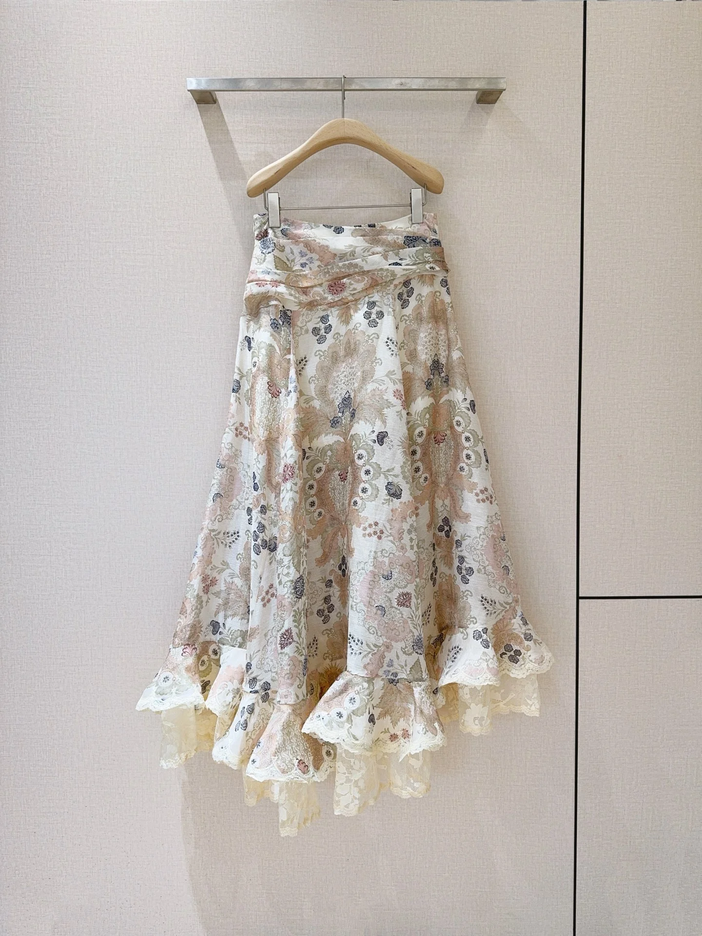CHLOE Skirts Silk Linen Cream-Pink S-XL E10202609063003 - Image 4