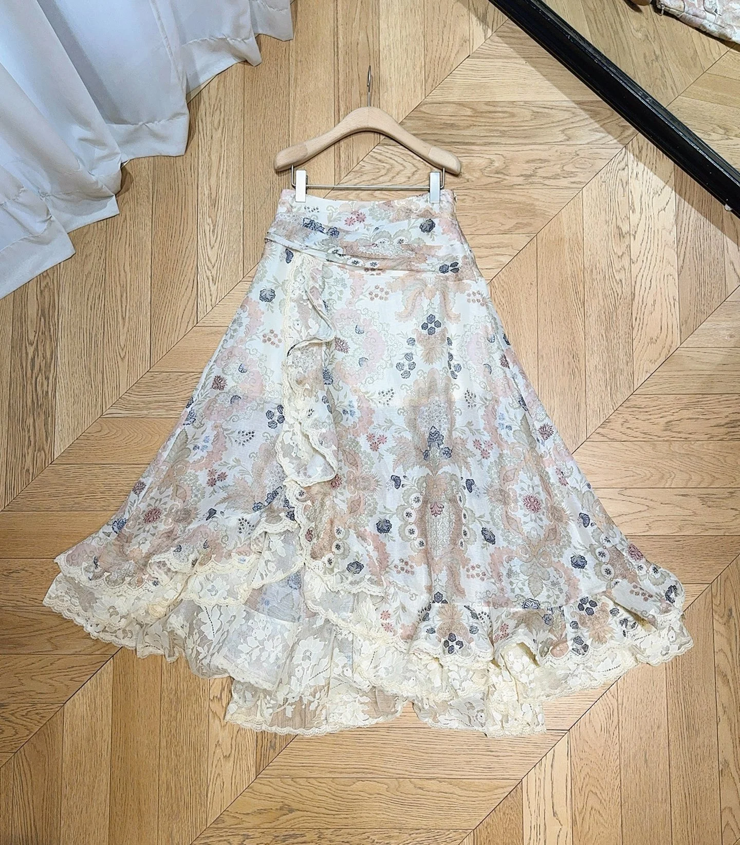 CHLOE Skirts Silk Linen Cream-Pink S-XL E10202609063003 - Image 7