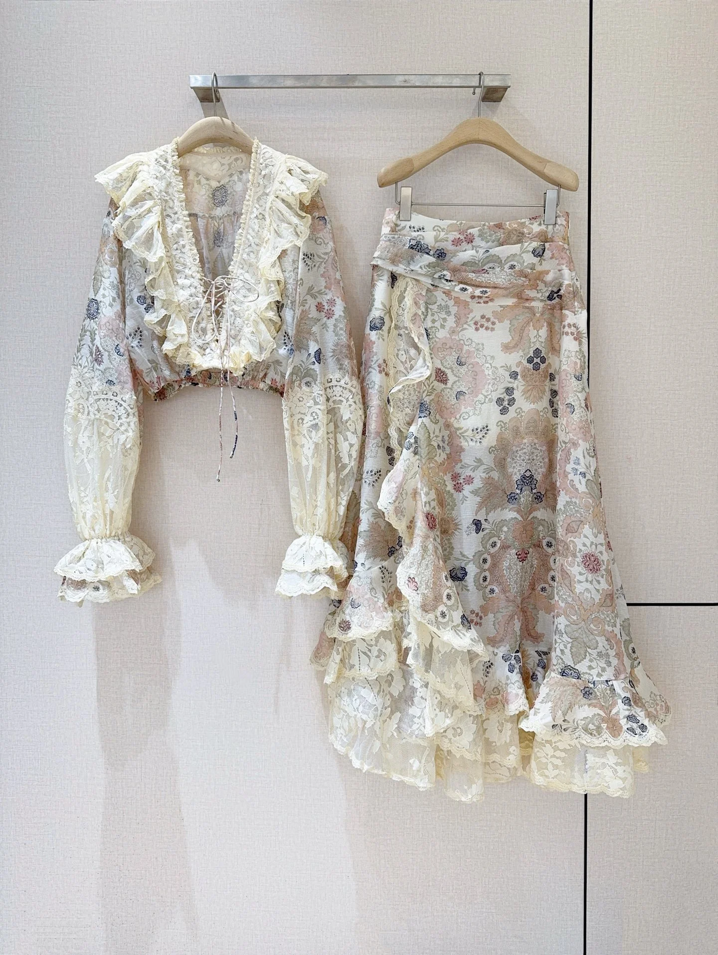 CHLOE Skirts Silk Linen Cream-Pink S-XL E10202609063003 - Image 8