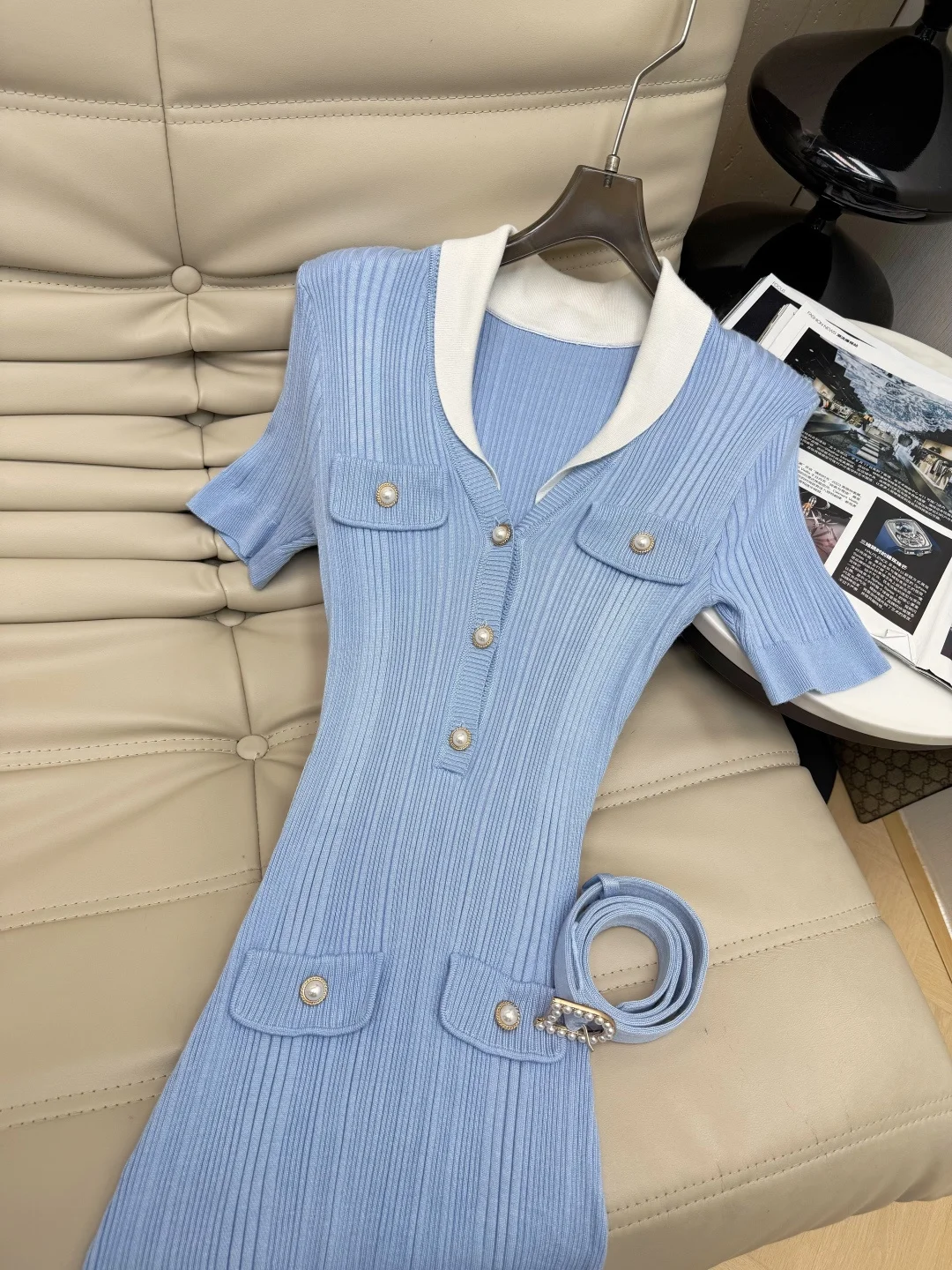 DIOR Dresses Knit Blue-White S-M-L C70202609063148 - Image 2