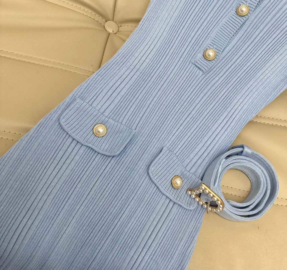 DIOR Dresses Knit Blue-White S-M-L C70202609063148 - Image 4