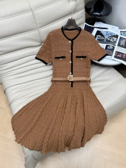 DIOR Dresses Knit Brown-Black S-L D10202609063149