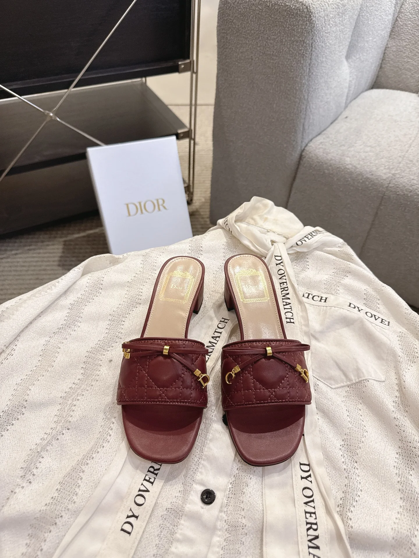 DIOR Flats Leather Burgundy-Gold EU35-41 B40202609111753