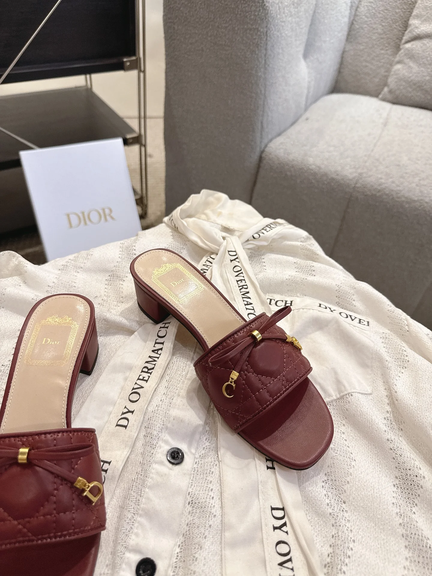 DIOR Flats Leather Burgundy-Gold EU35-41 B40202609111753 - Image 2