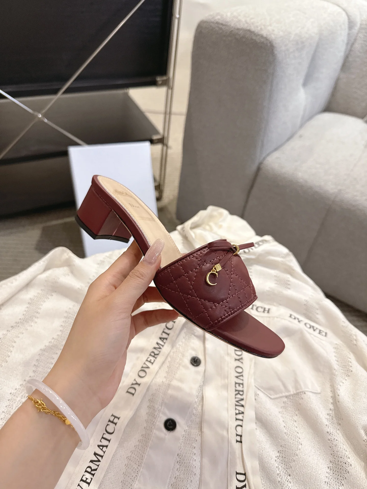 DIOR Flats Leather Burgundy-Gold EU35-41 B40202609111753 - Image 3