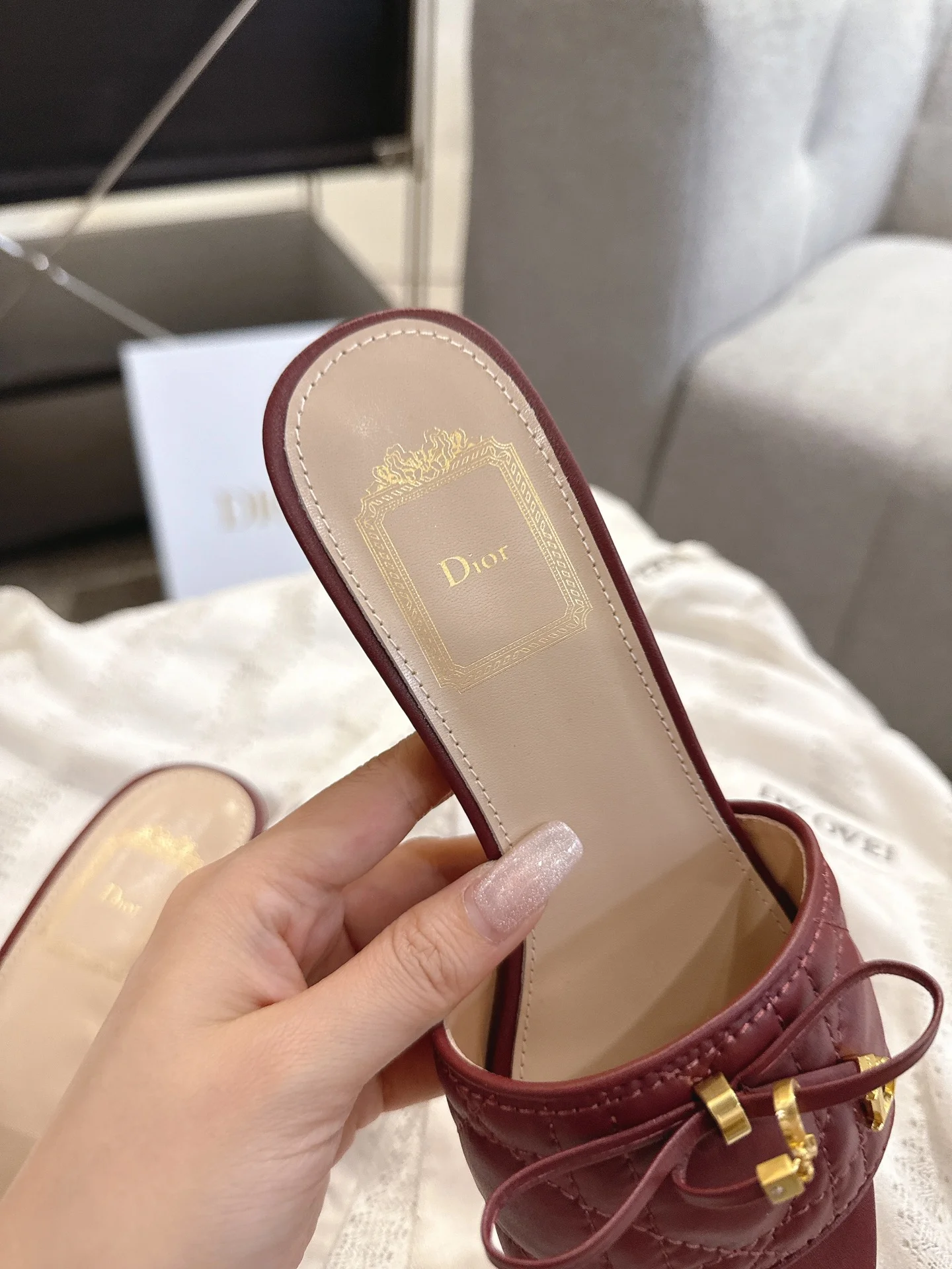 DIOR Flats Leather Burgundy-Gold EU35-41 B40202609111753 - Image 5