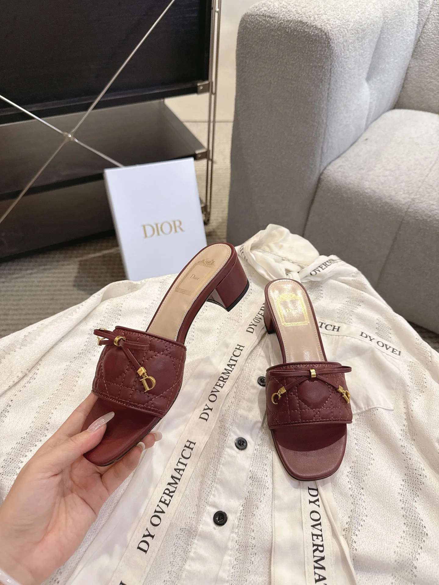 DIOR Flats Leather Burgundy-Gold EU35-41 B40202609111753 - Image 7