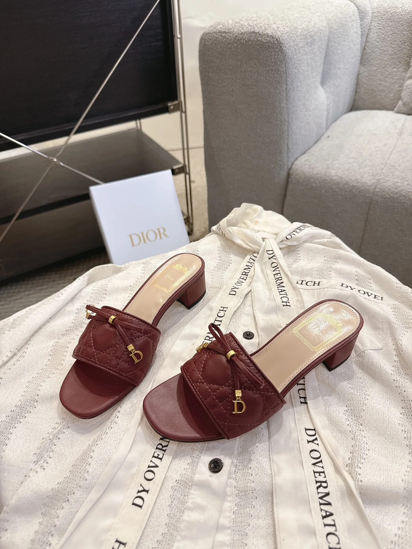 DIOR Flats Leather Burgundy-Gold EU35-41 B40202609111753 - Image 8