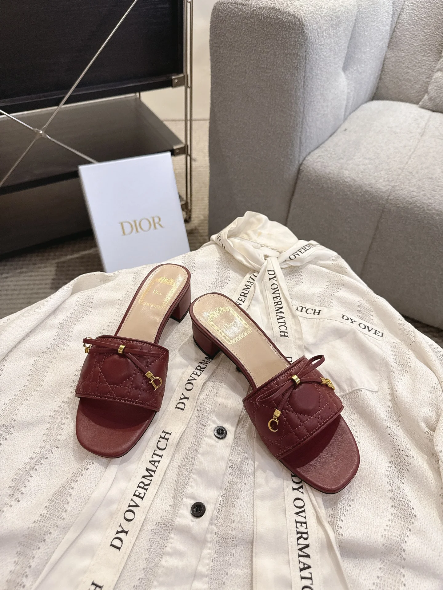 DIOR Flats Leather Burgundy-Gold EU35-41 B40202609111753 - Image 9