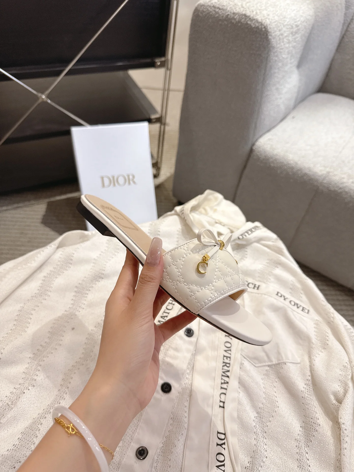 DIOR Flats White-Gold B20202609111742 - Image 8
