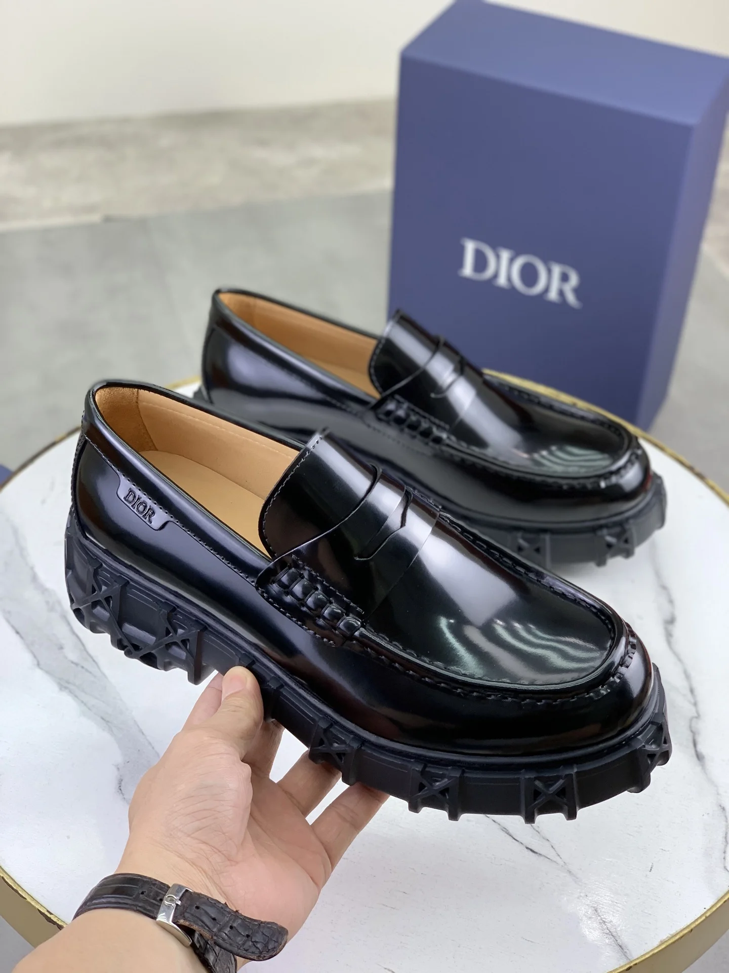 DIOR Loafers Calfskin Leather Black EU39-44 C80202609111080 - Image 3