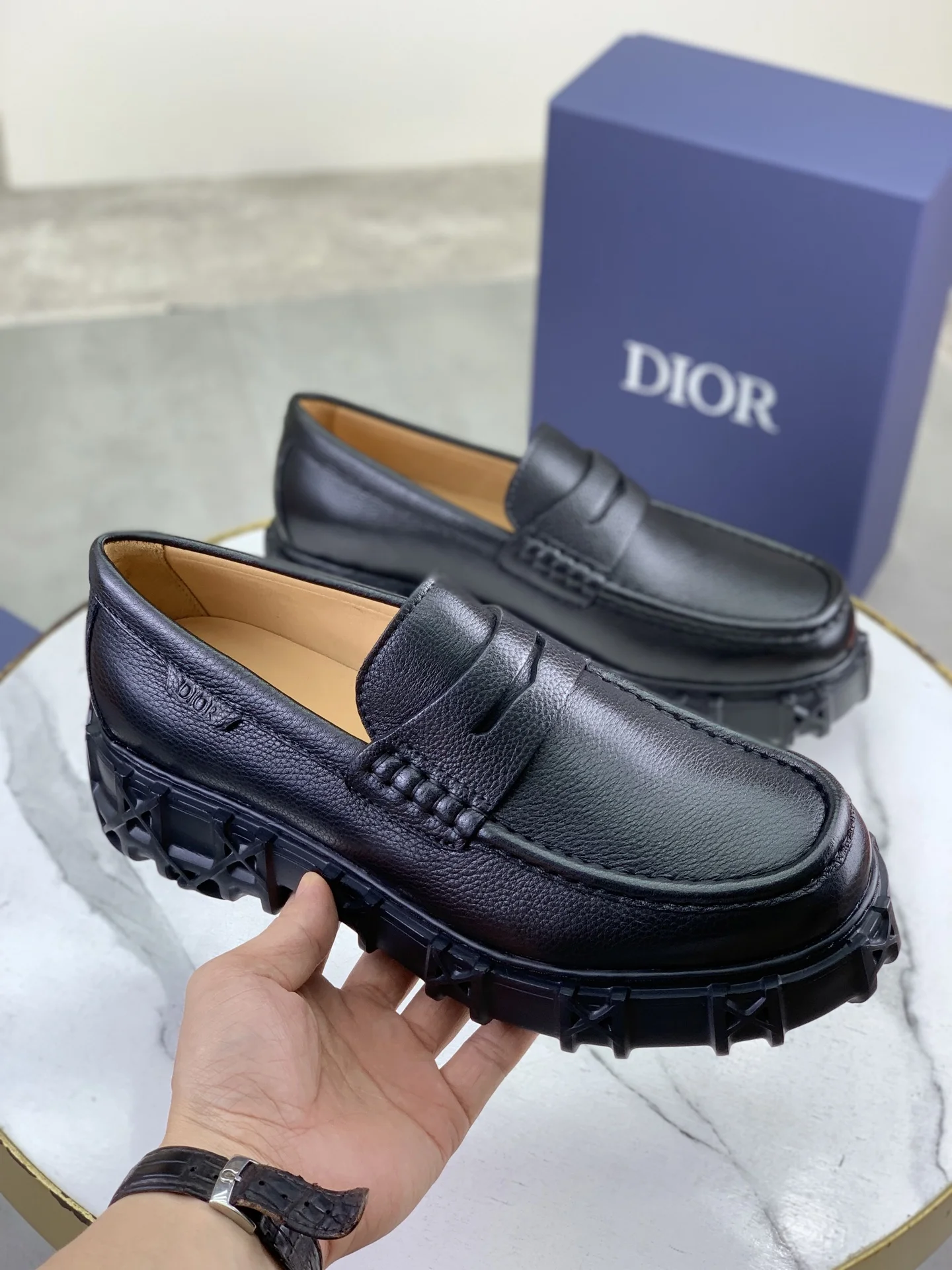 DIOR Loafers Calfskin Leather Black EU39-44 C80202609111082 - Image 3