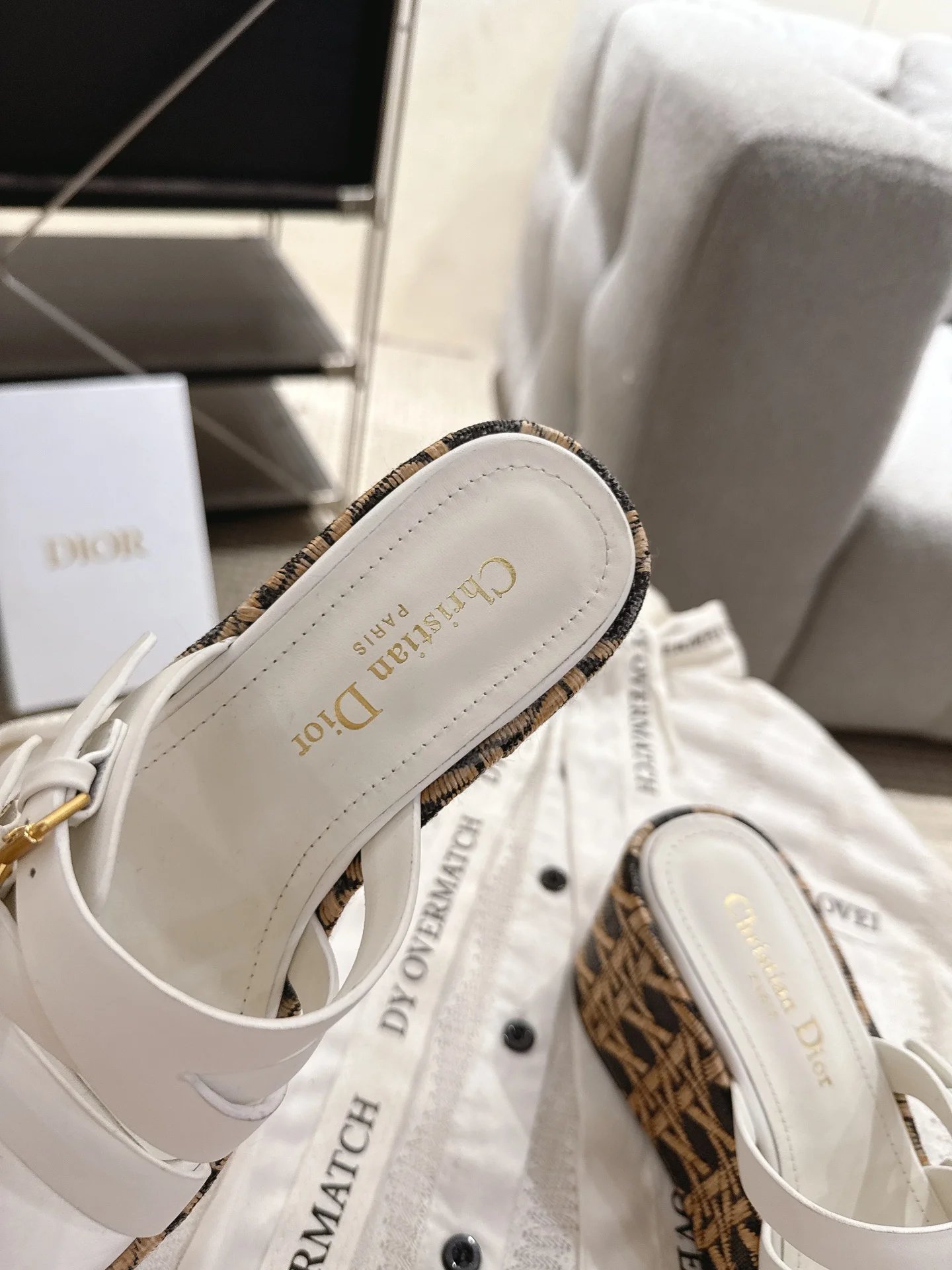 DIOR Sandals Calf Leather White-Brown EU35-40 B40202609111787 - Image 5