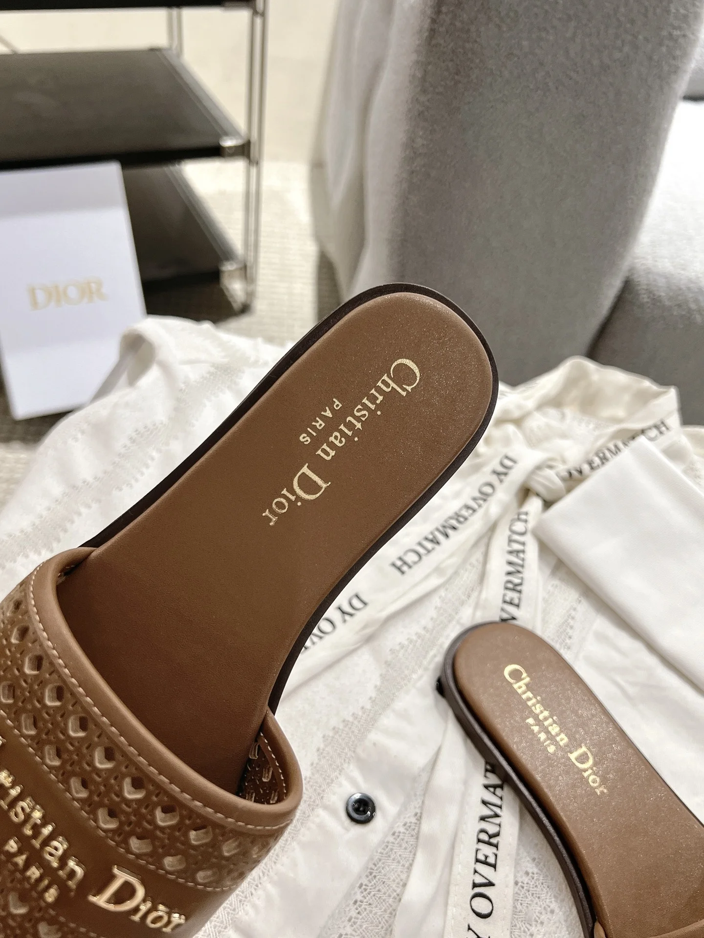 DIOR Sandals Calfskin Leather Brown-Gold EU35-41 B40202609111778 - Image 5