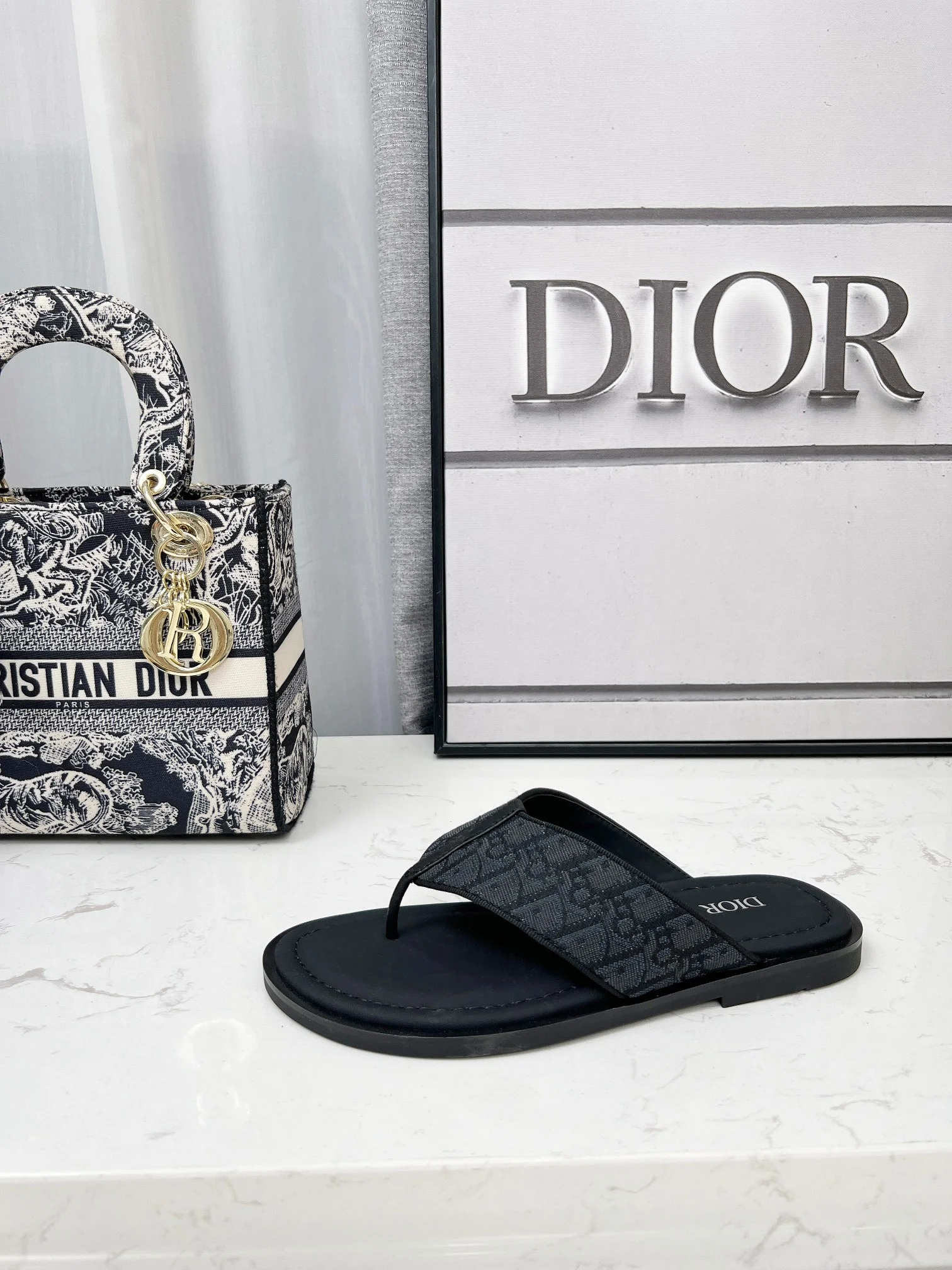 DIOR Sandals Jacquard Leather Black EU38-45 A60202609111213