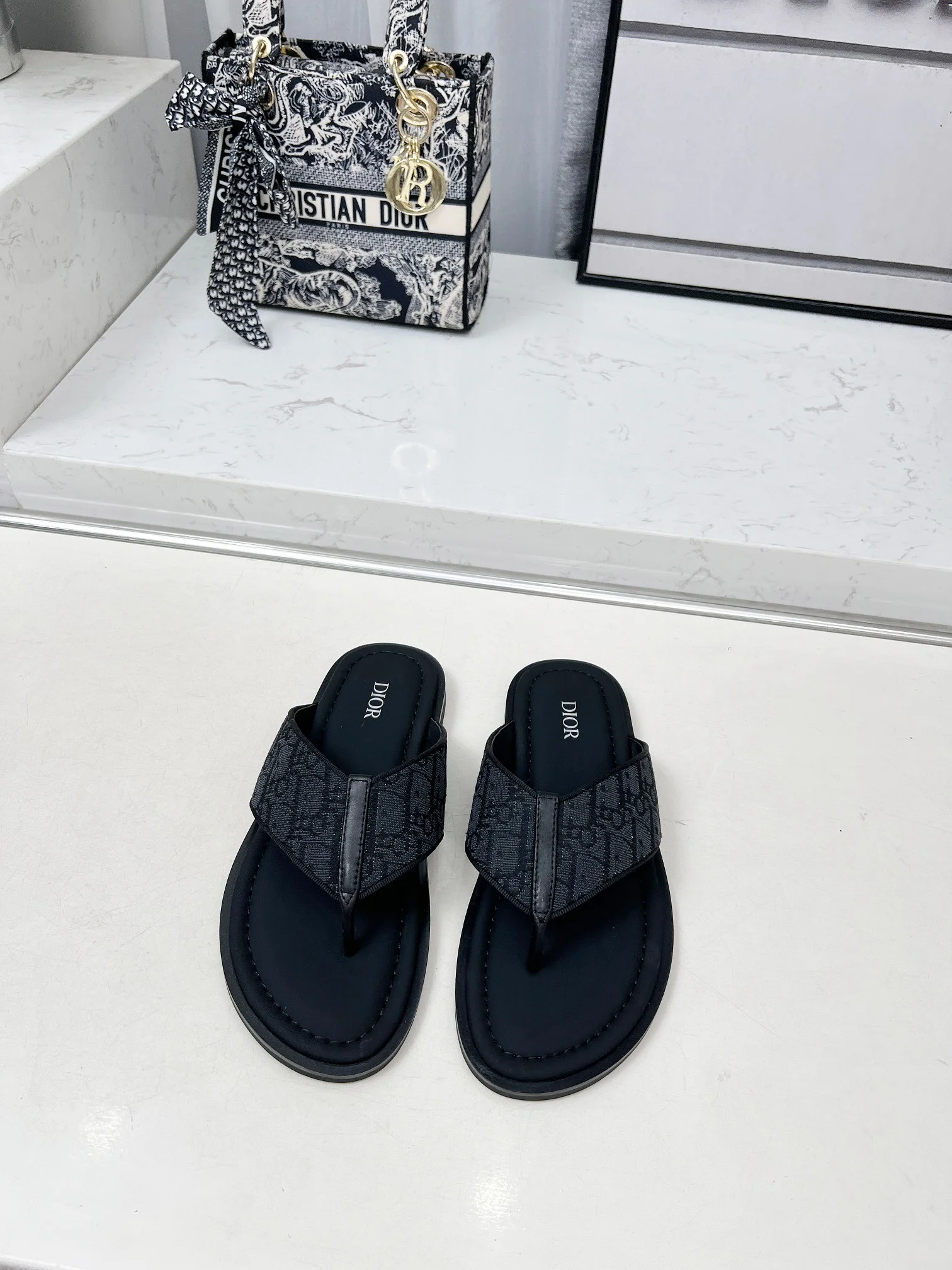 DIOR Sandals Jacquard Leather Black EU38-45 A60202609111213 - Image 2