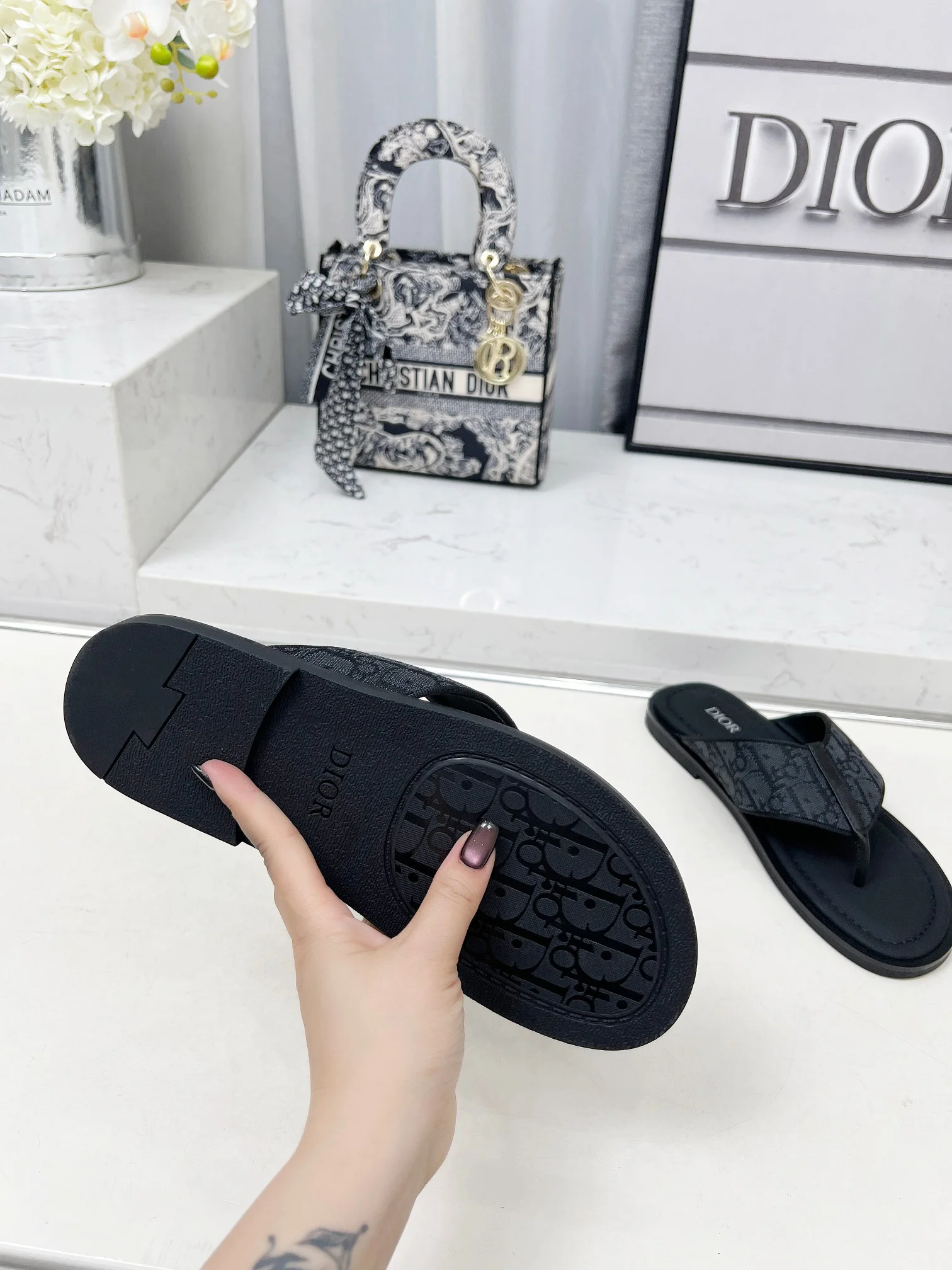 DIOR Sandals Jacquard Leather Black EU38-45 A60202609111213 - Image 3