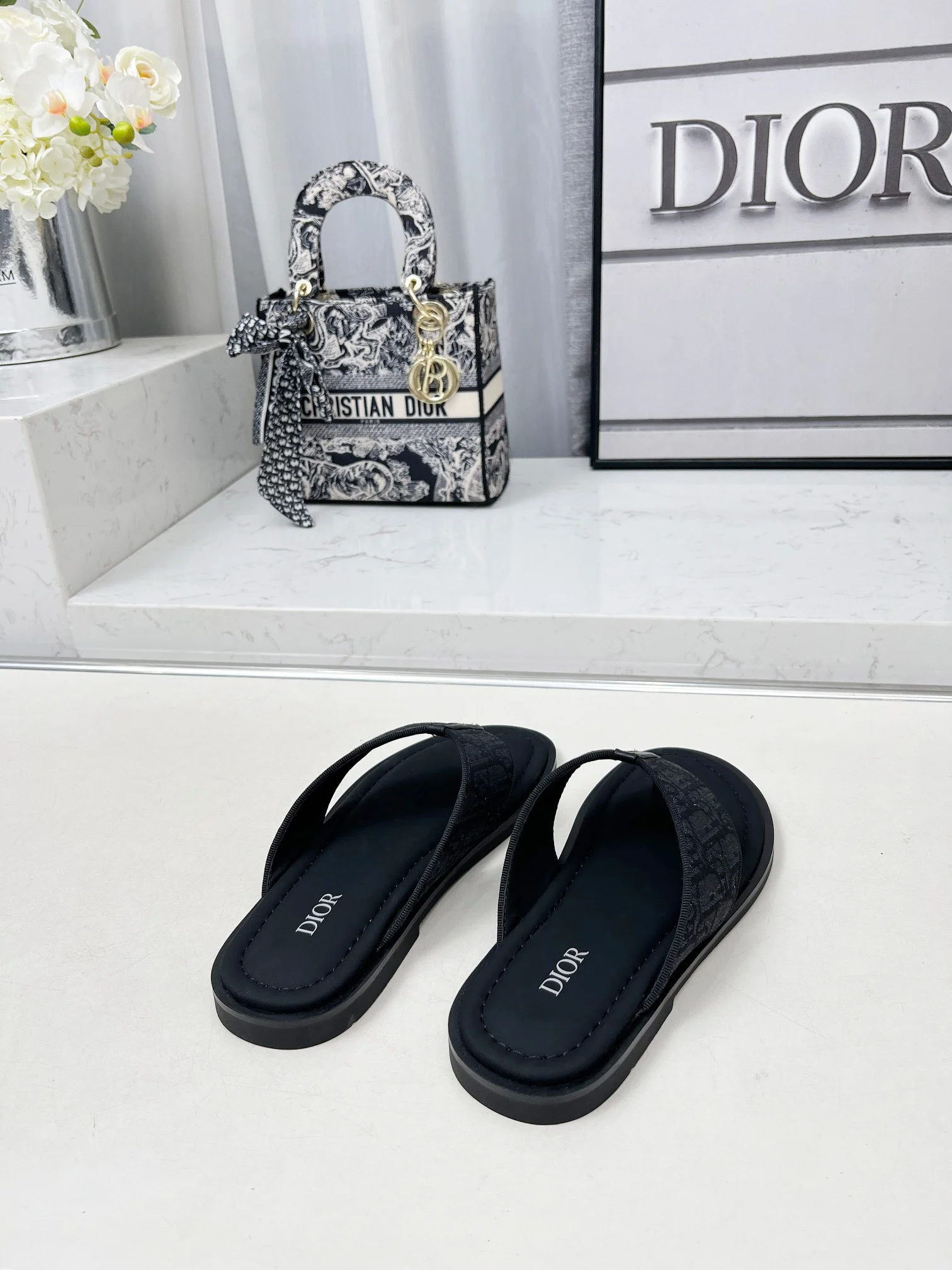 DIOR Sandals Jacquard Leather Black EU38-45 A60202609111213 - Image 5