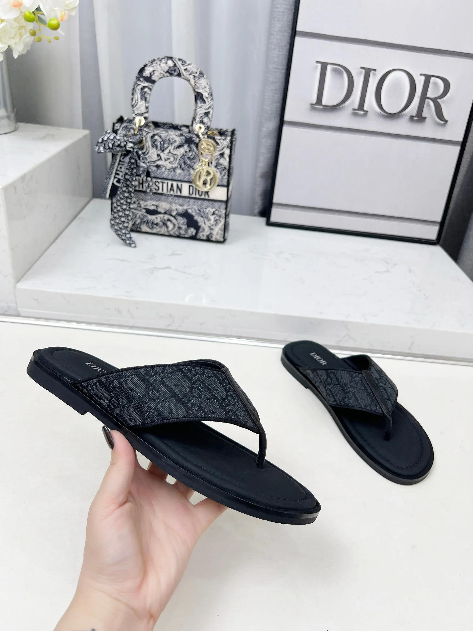 DIOR Sandals Jacquard Leather Black EU38-45 A60202609111213 - Image 6